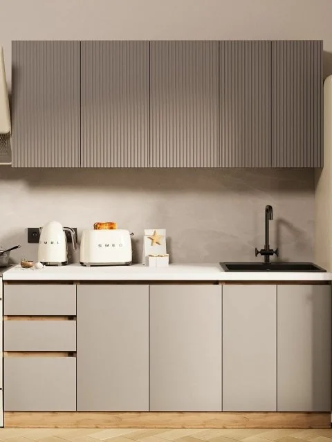 Кухонный гарнитур Ника МДФ 1,8м коричневый софт/бежевый софт без столешницы